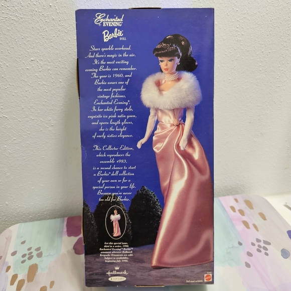 NRFB Vintage 1995 Enchanted Evening RARE Brunette Barbie Collector Edition Pink - Picture 3 of 7